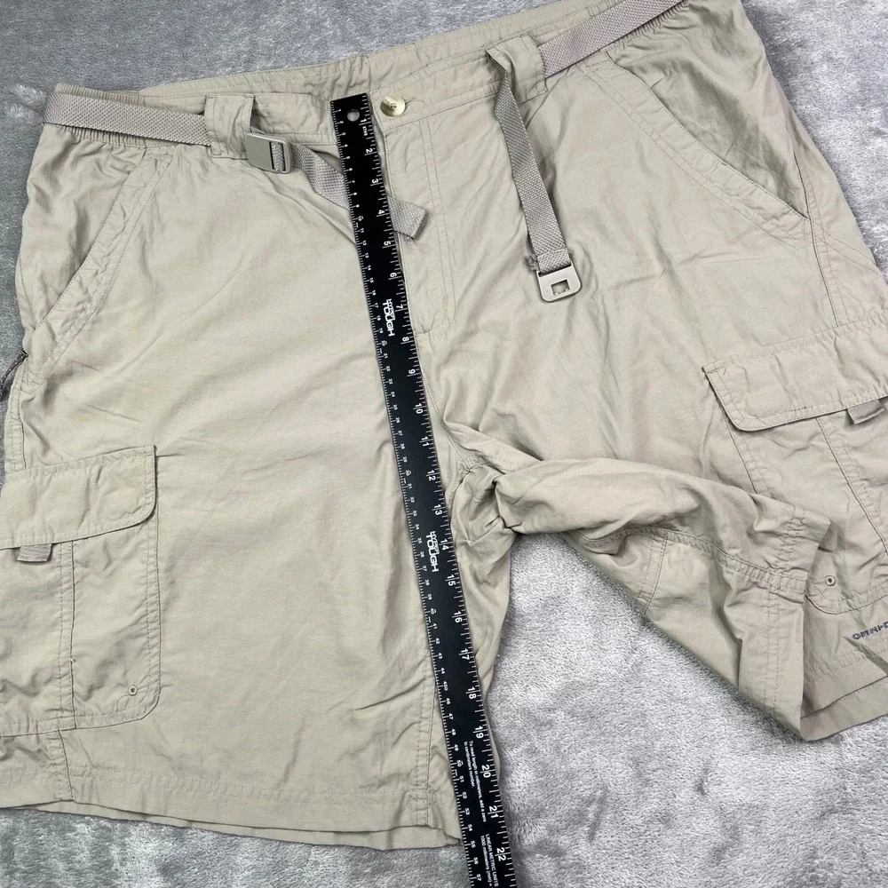 Columbia Titanium Cargo Shorts Mens XXL Tan Solid Omni-Dry Ripstop Hiking Belted